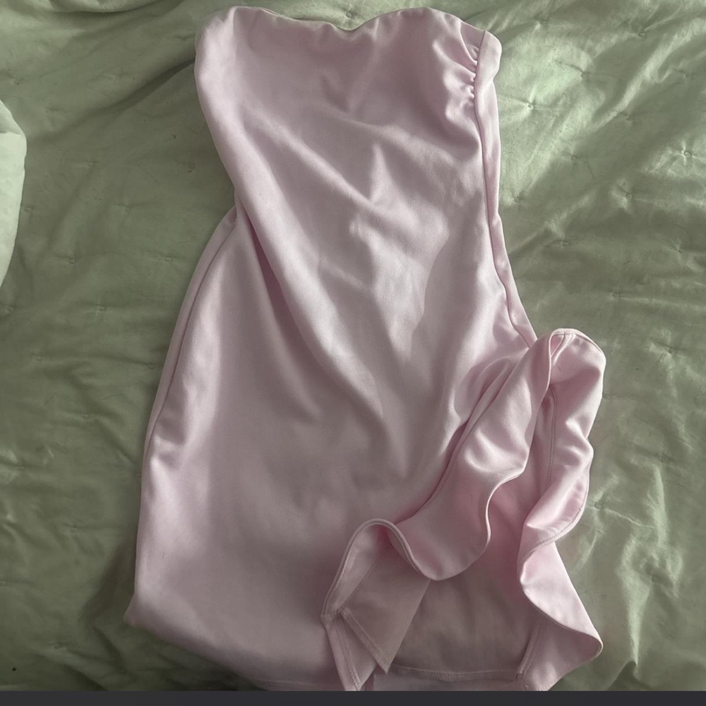 Lucy in the Sky Strapless Light Pink Ruffle Mini Dress